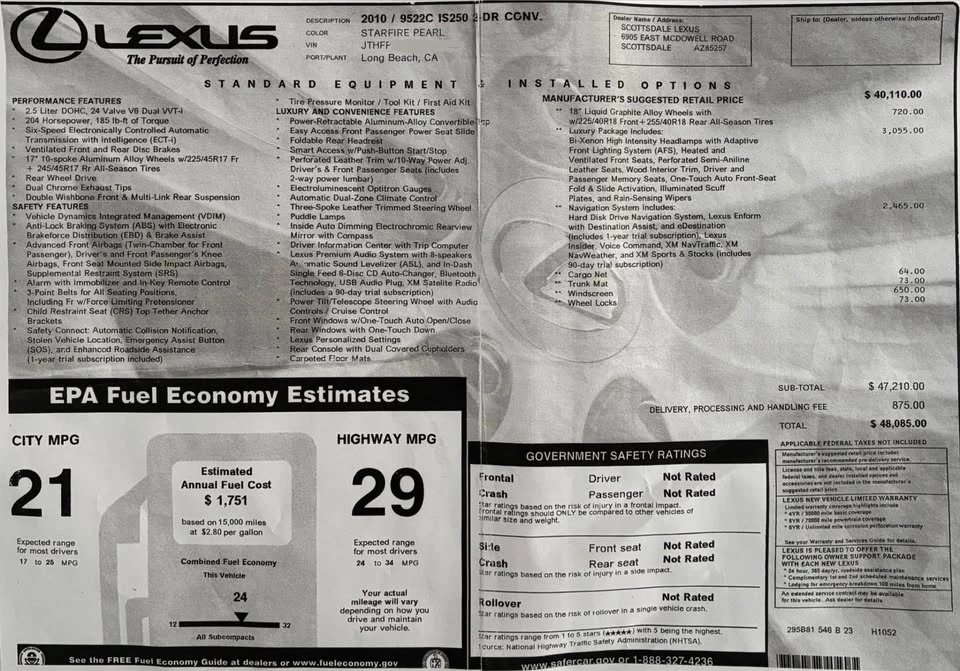 2010 Lexus IS 2nd Gen - Image 18 of 18