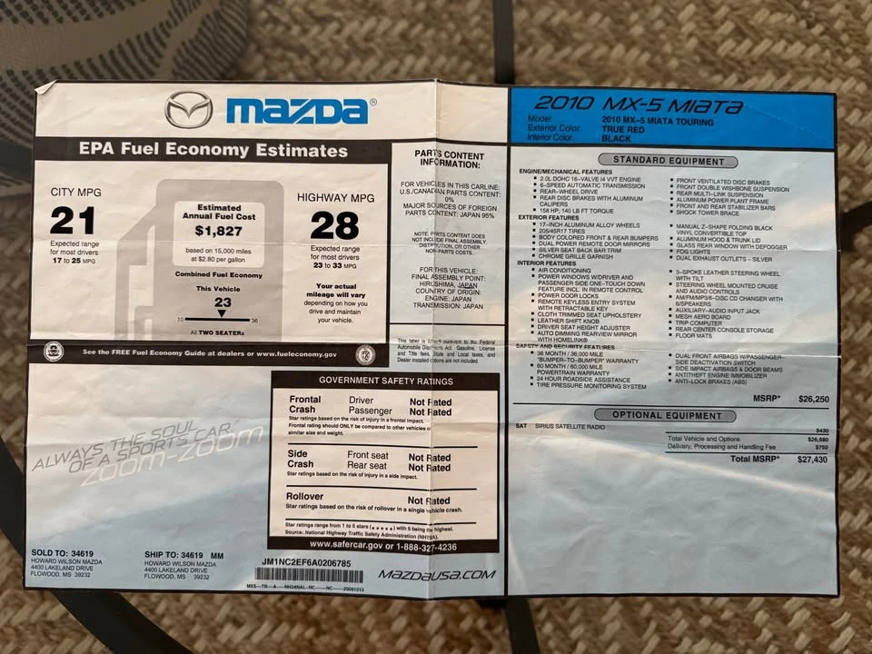 2010 Mazda NC MX-5 Miata - Image 5 of 5