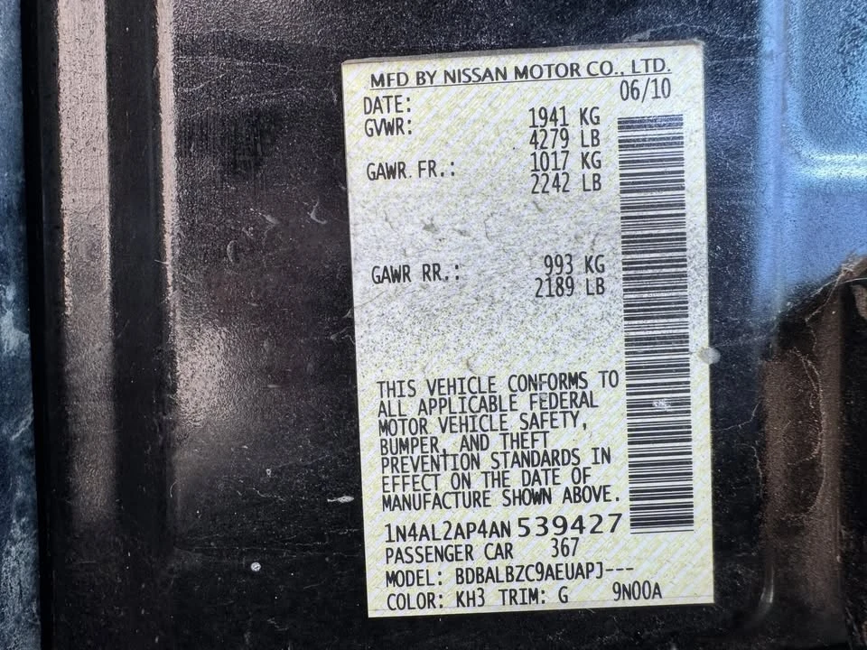 2010 Nissan Altima 4th Gen - Image 19 of 19