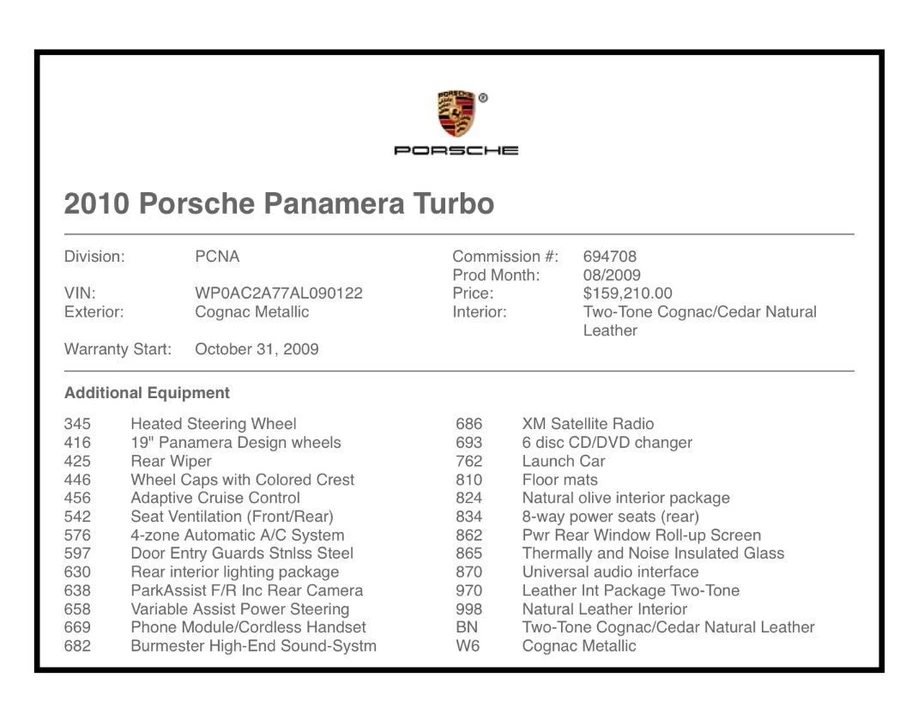 2010 Porsche 970 Panamera Turbo - Image 16 of 20