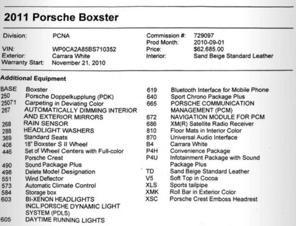 2011 Porsche 987 Boxster - Image 2 of 31