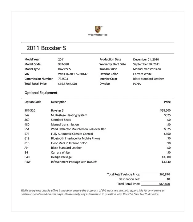 2011 Porsche 987 Boxster S - Image 31 of 31