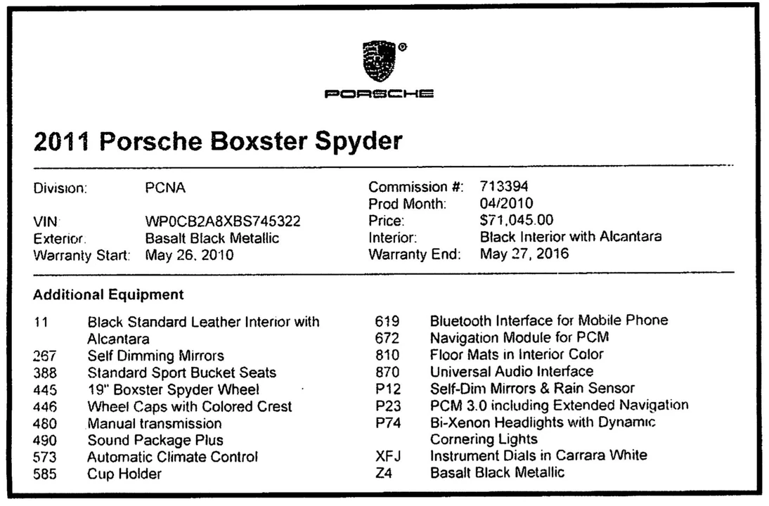 2011 Porsche 987 Boxster Spyder - Image 18 of 18