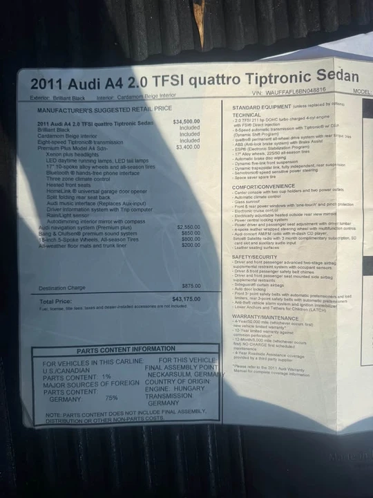 2011 Audi B8 A4 - Image 12 of 13