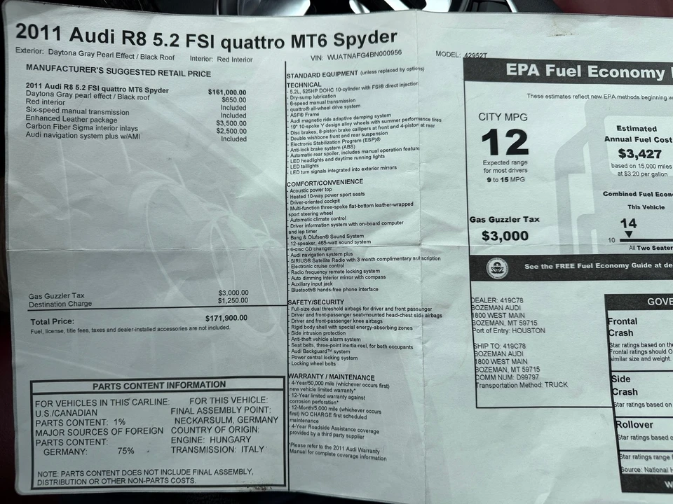 2011 Audi 42 R8 - Image 21 of 31