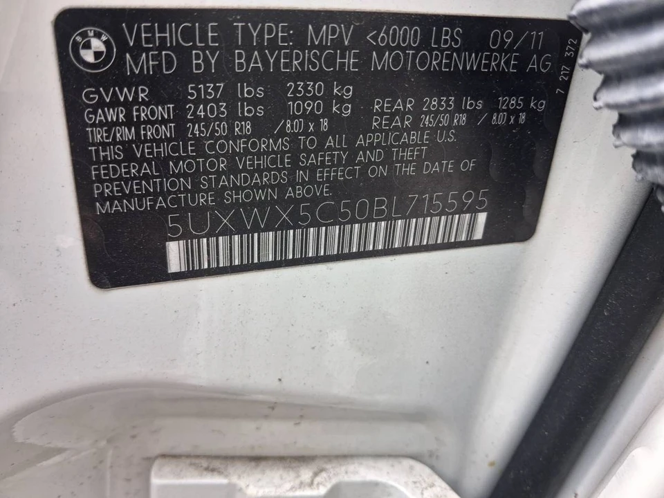 2011 BMW F25 X3 - Image 11 of 11