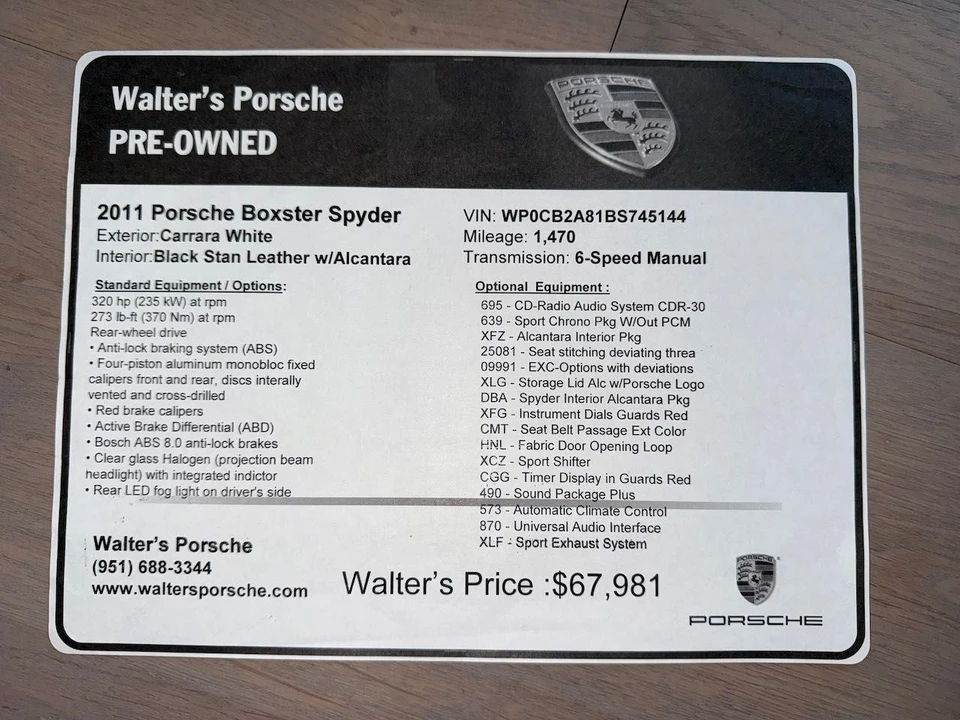 2011 Porsche 987 Boxster Spyder - Image 24 of 24
