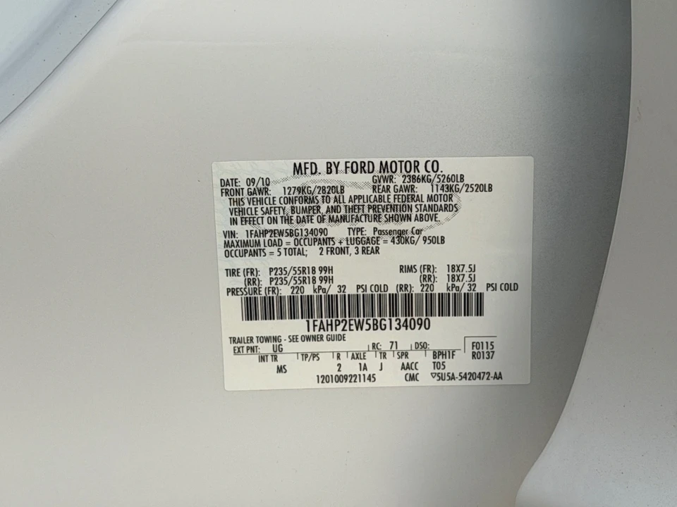 2011 Ford Taurus 5th Gen - Image 15 of 21