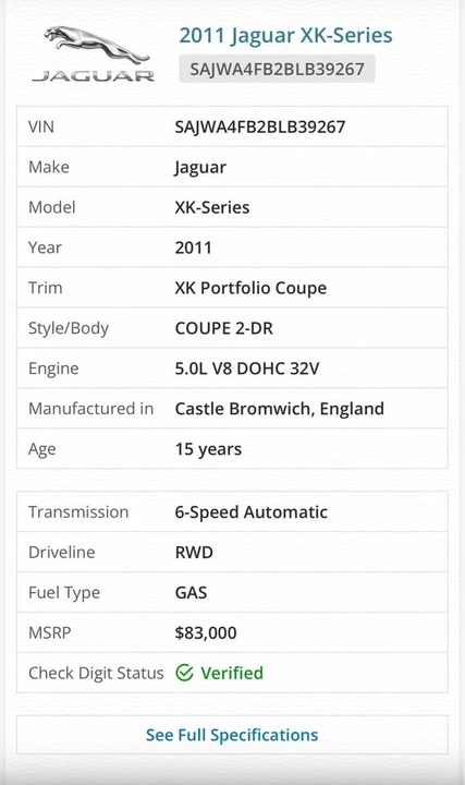 2011 Jaguar X150 XK - Image 6 of 6