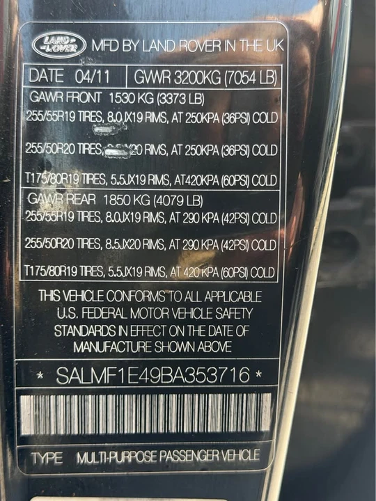 2011 Land Rover Range Rover L322 - Image 19 of 19