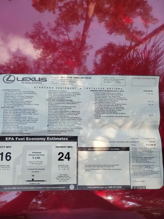 2011 Lexus LS 4th Gen - Image 7 of 7