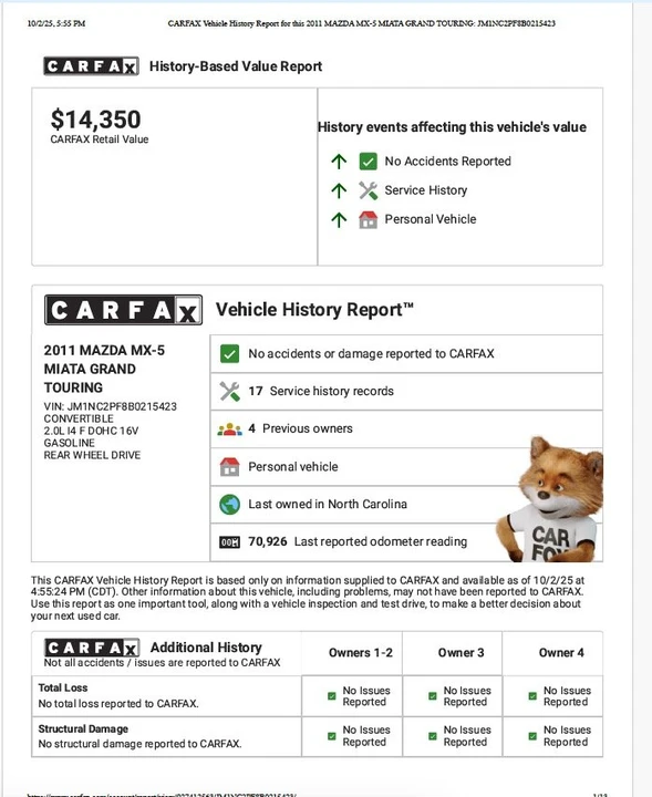 2011 Mazda NC MX-5 Miata - Image 9 of 9
