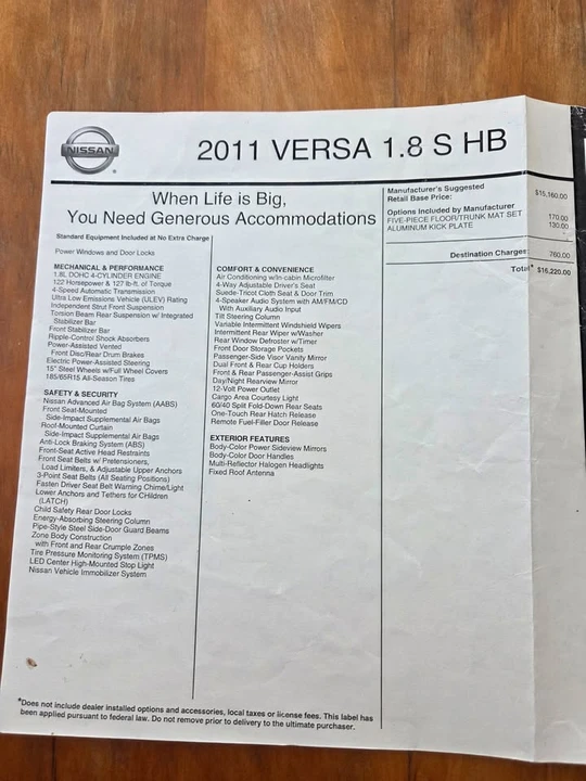 2011 Nissan Versa - Image 15 of 15