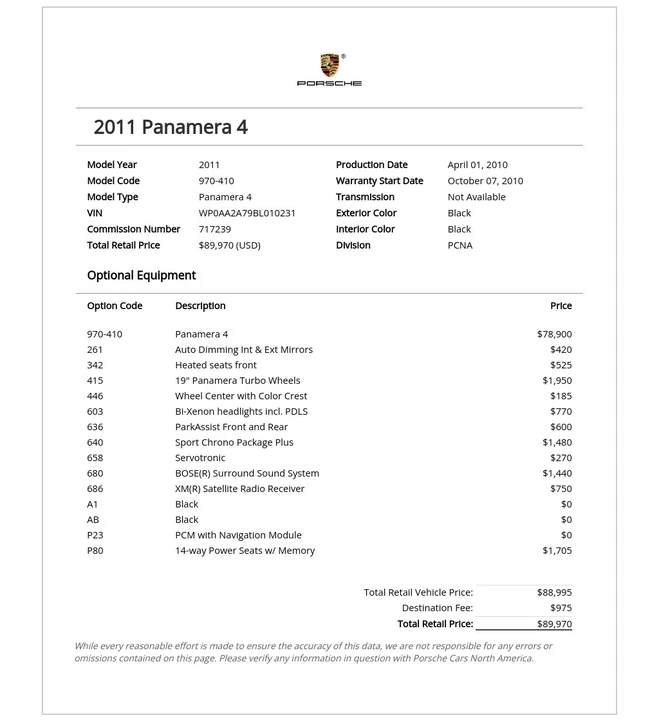 2011 Porsche 970 Panamera - Image 13 of 13