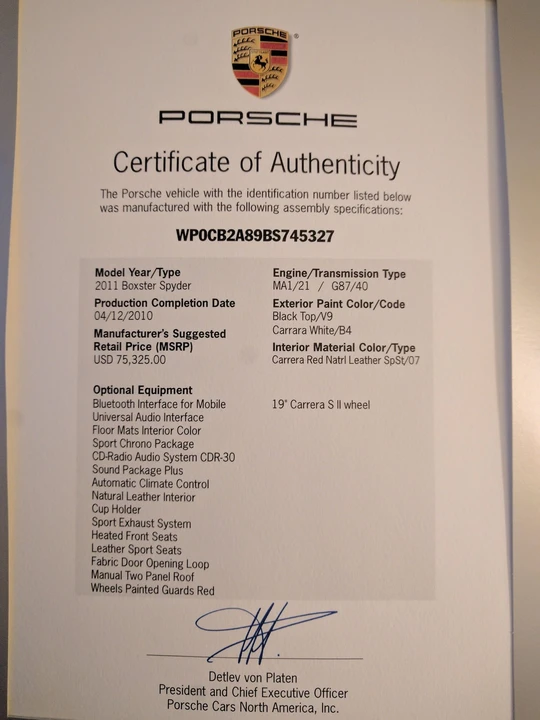2011 Porsche 987 Boxster Spyder - Image 2 of 10