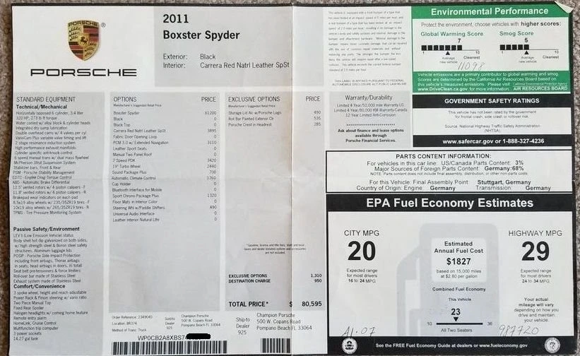 2011 Porsche 987 Boxster Spyder - Image 14 of 31