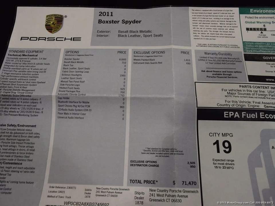 2011 Porsche 987 Boxster Spyder - Image 2 of 27