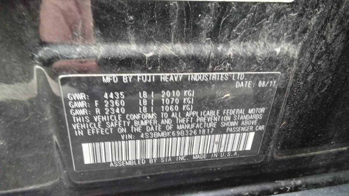 2011 Subaru Legacy 5th Gen - Image 9 of 9