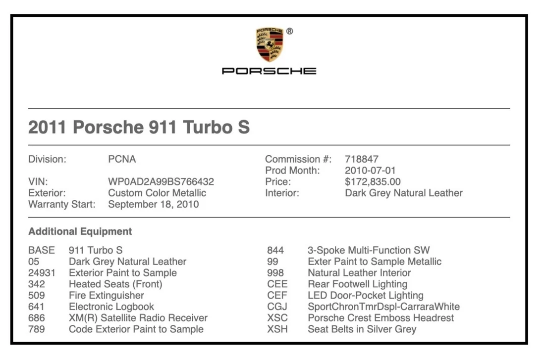 2011 Porsche 997 Turbo S - Image 2 of 3