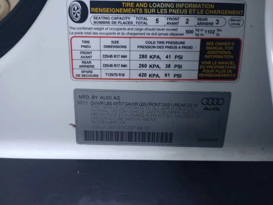 2012 Audi 8P A3 - Image 22 of 22