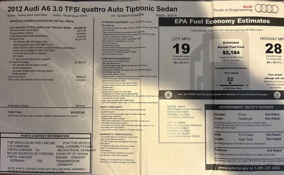 2012 Audi C7 A6 - Image 10 of 20