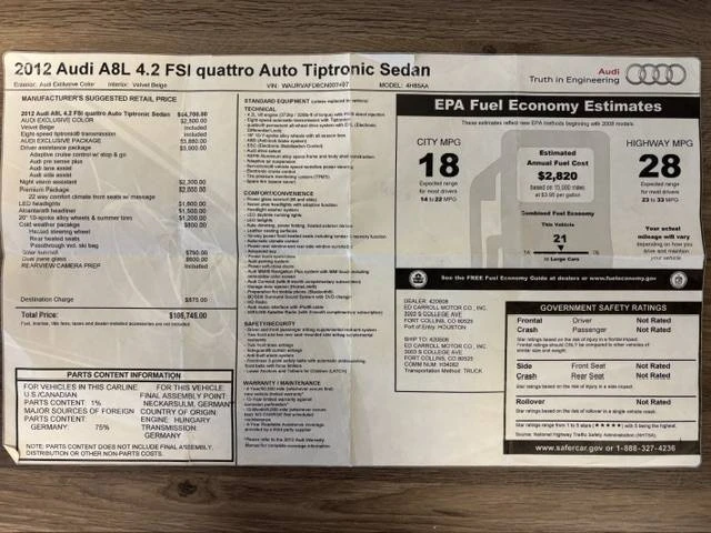 2012 Audi D4 A8 - Image 18 of 24