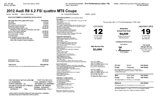 2012 Audi R8 V10