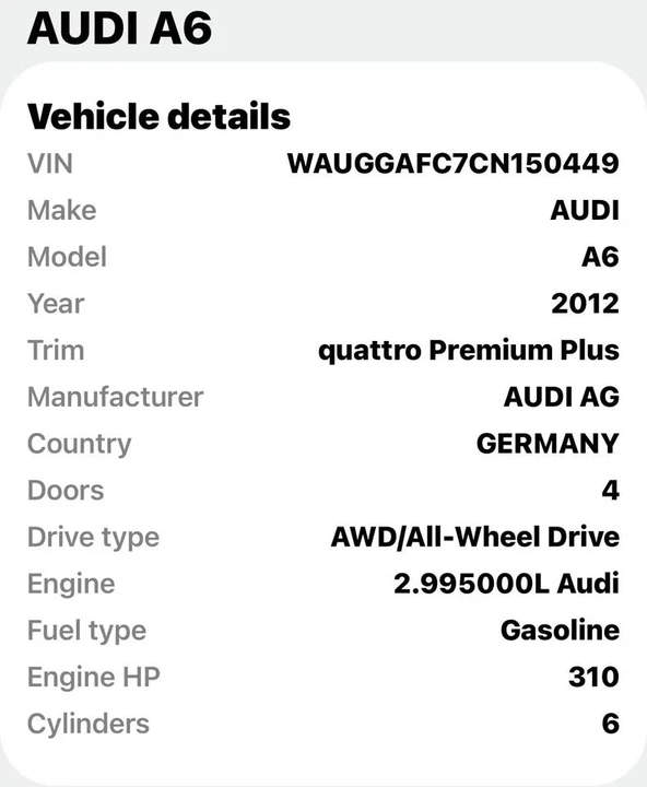 2012 Audi C7 A6 - Image 19 of 19