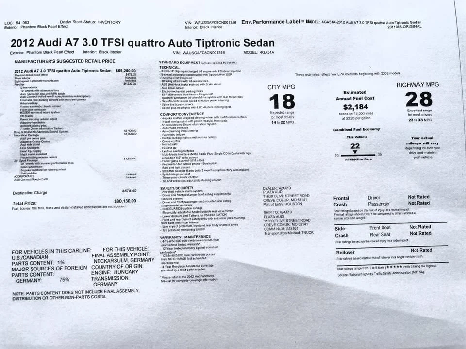 2012 Audi C7 A7 - Image 20 of 20