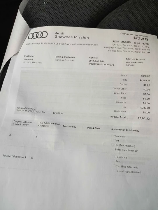 2012 Audi D4 A8 - Image 10 of 11