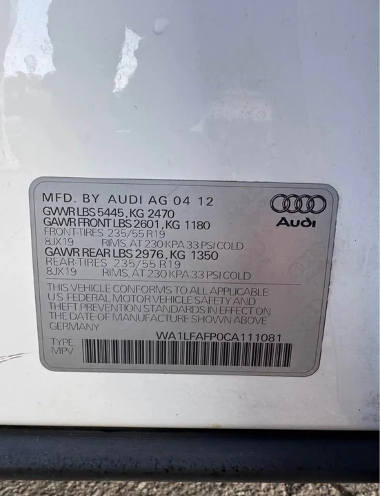 2012 Audi 8R Q5 - Image 9 of 16
