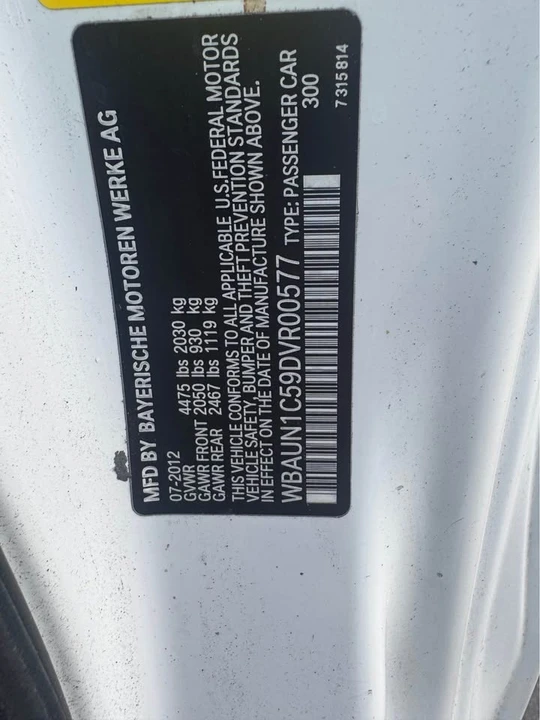 2012 BMW E81/E82/E88 1 Series - Image 7 of 9
