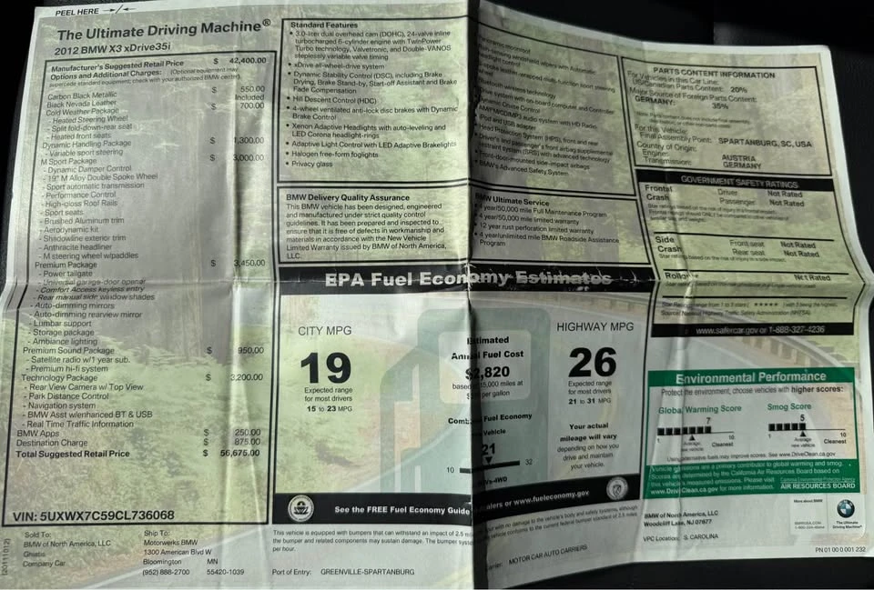 2012 BMW F25 X3 - Image 15 of 19