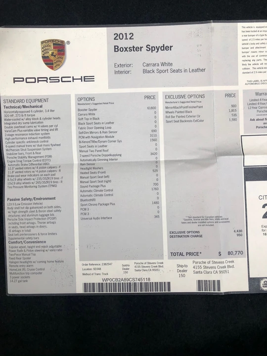 2012 Porsche 987 Boxster Spyder - Image 22 of 29