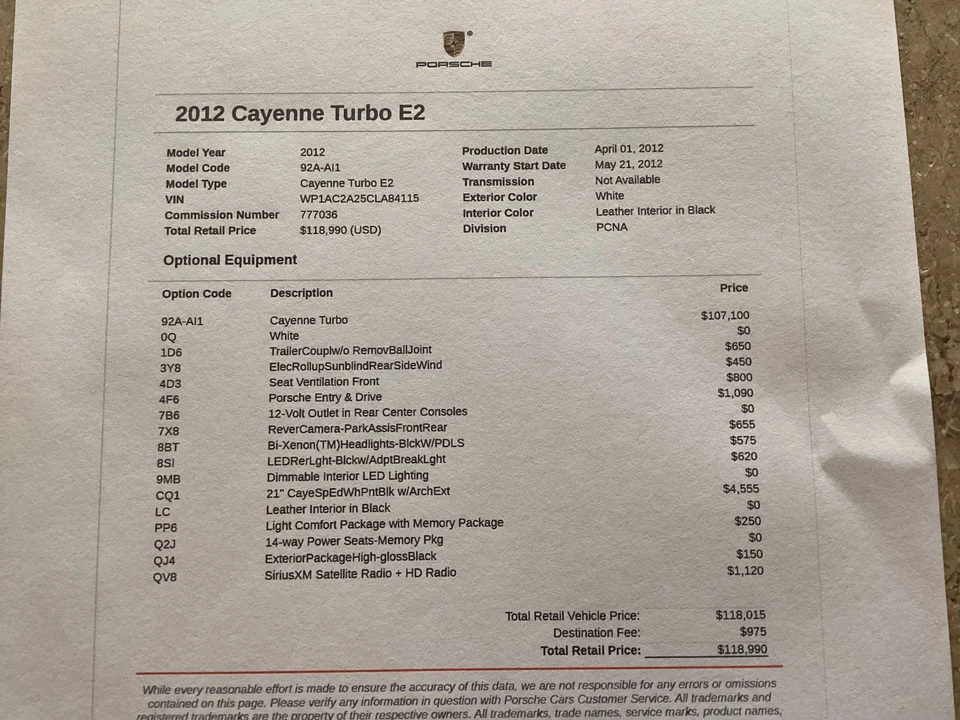 2012 Porsche 958 Cayenne Turbo - Image 20 of 22