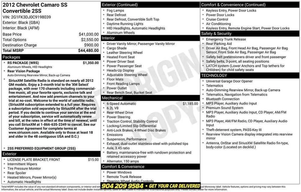 2012 Chevrolet Camaro SS 5th Gen - Image 20 of 20