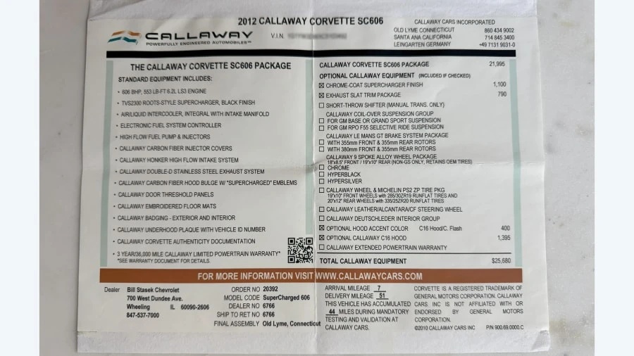 2012 Chevrolet Corvette Callaway - Image 26 of 27