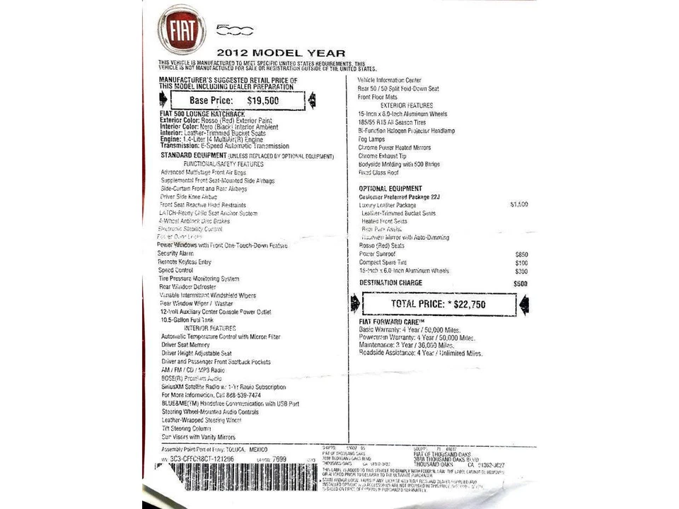 2012 Fiat 500 - Image 10 of 17