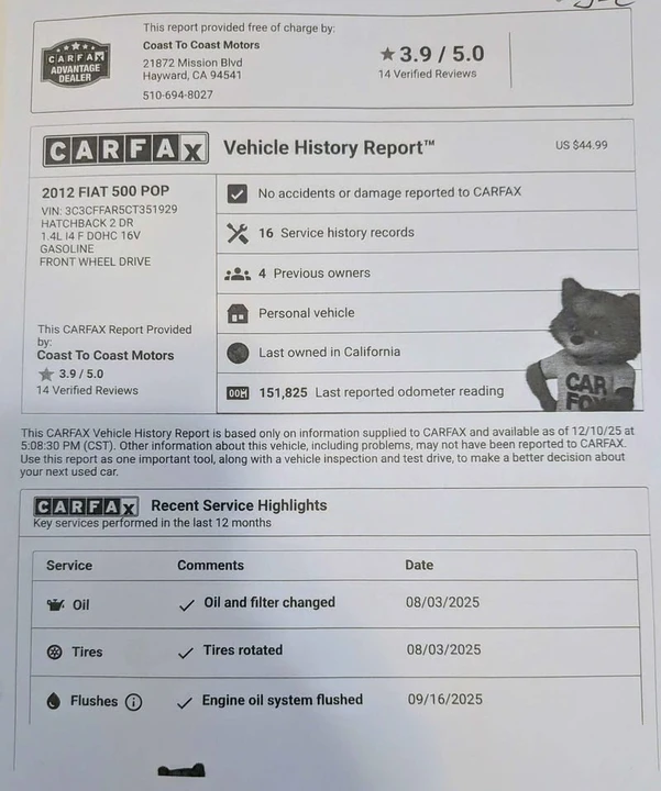 2012 Fiat 500 - Image 9 of 16