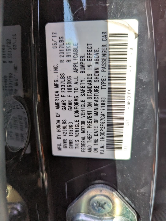 2012 Honda Accord 8th Gen - Image 9 of 11