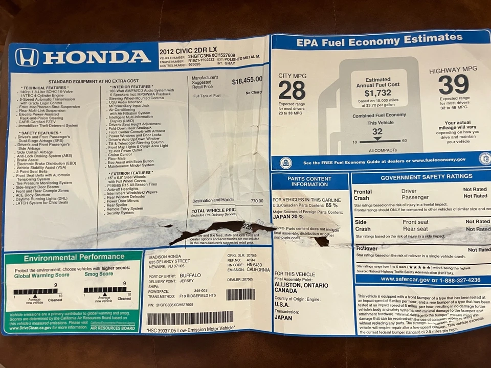 2012 Honda Civic 9th Gen - Image 21 of 21