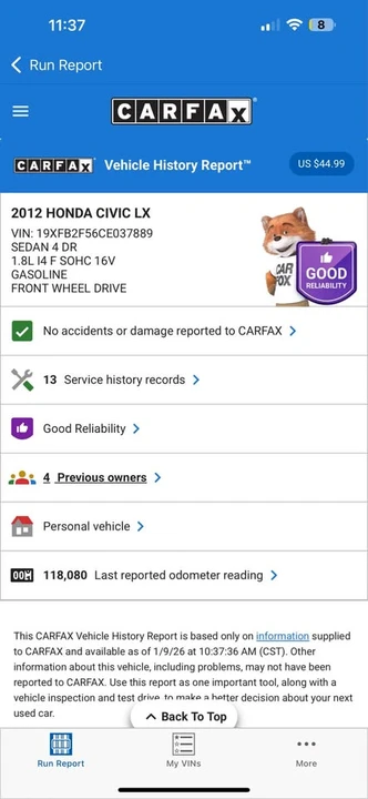 2012 Honda Civic 9th Gen - Image 12 of 12
