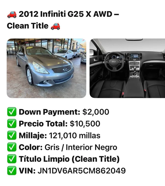 2012 Infiniti G25 4th Gen - Image 7 of 7