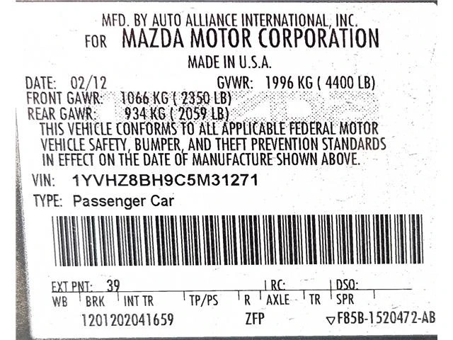 2012 Mazda Mazda 6 2nd Gen - Image 10 of 11
