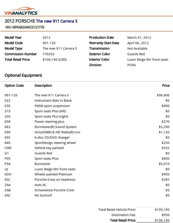 2012 Porsche 991 Carrera S - Image 2 of 10