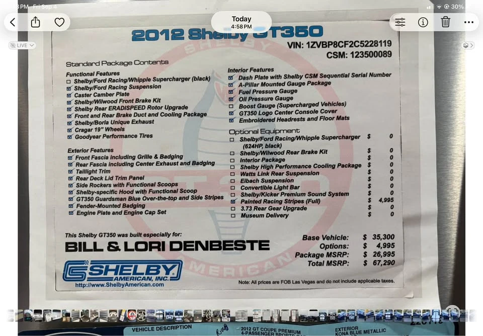 2012 Shelby GT350 - Image 18 of 20
