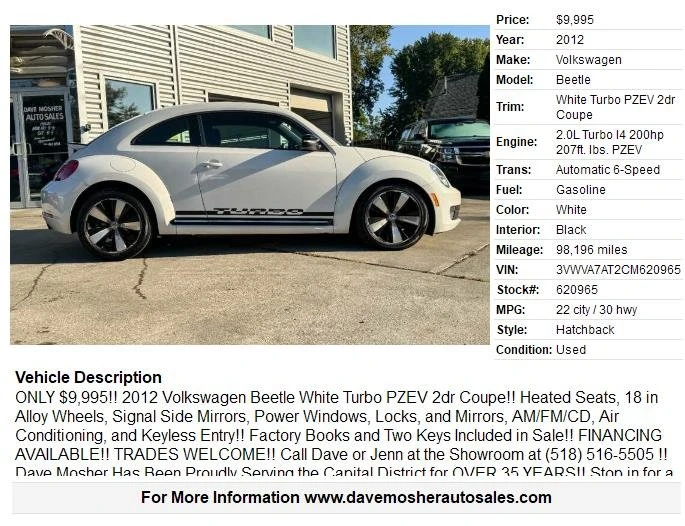 2012 Volkswagen A5 Beetle - Image 2 of 20