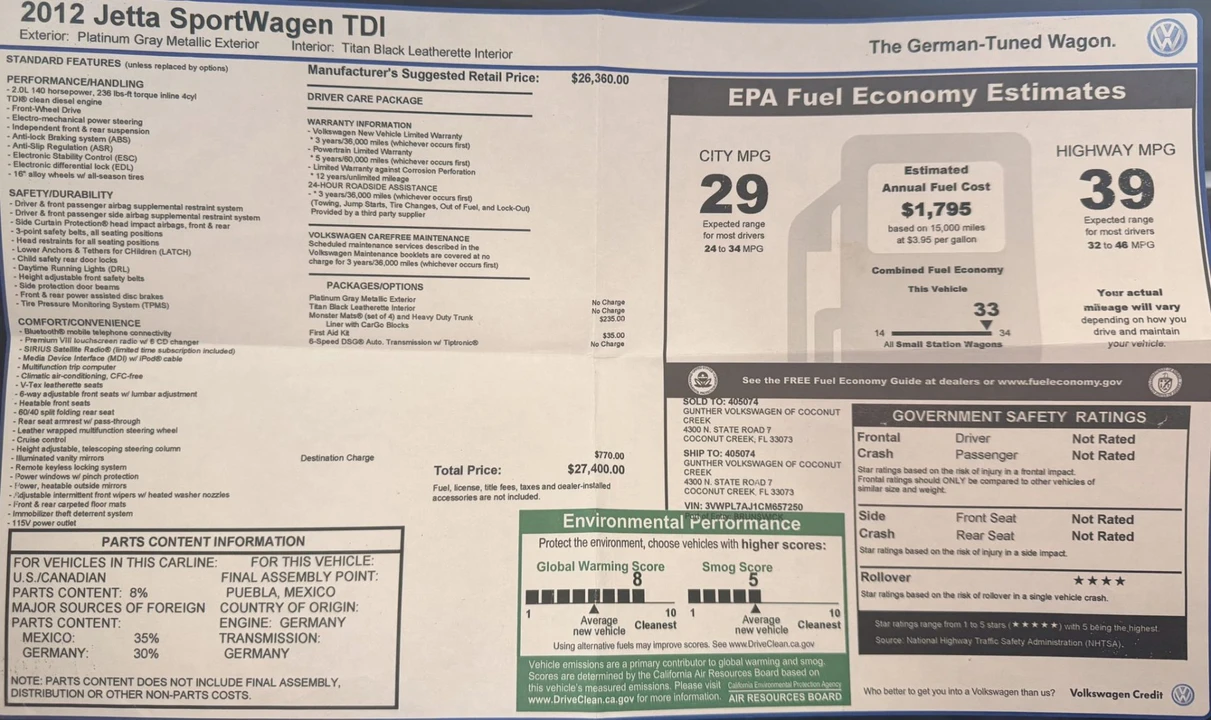 2012 Volkswagen A6 Jetta - Image 8 of 8