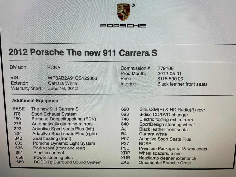 2012 Porsche 991 Carrera S - Image 3 of 3