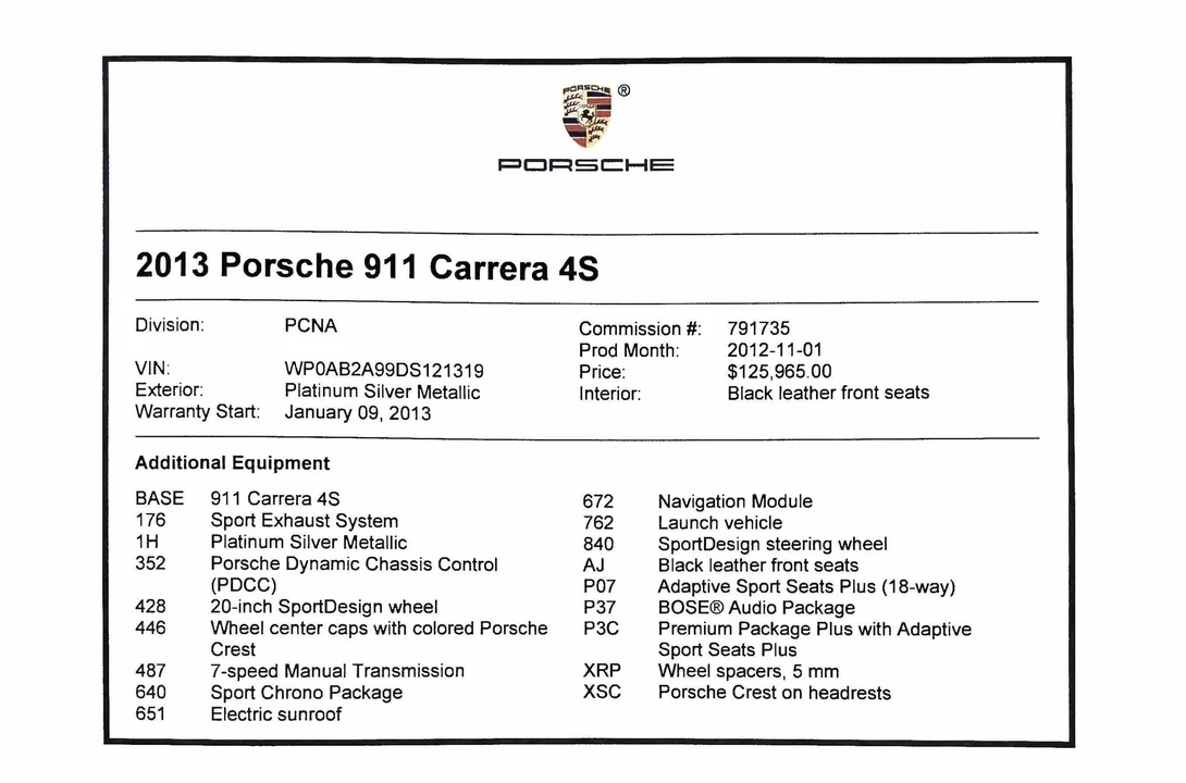 2013 Porsche 991 Carrera 4S - Image 12 of 23
